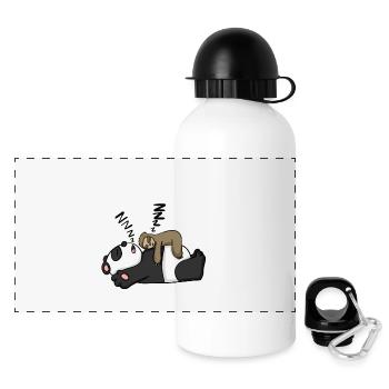 Faultier Spruch Panda Bär - Panorama Trinkflasche mit Deckel 500 ml - Weiß - Vorne