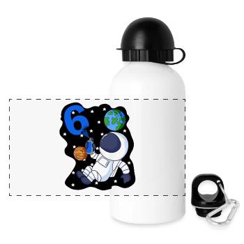 6e anniversaire astronaute cadeau garçon 6 ans - Gourde panoramique avec couvercle 500 ml - blanc - Devant
