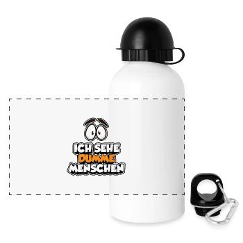 Ich sehe dumme Menschen - Panorama Trinkflasche mit Deckel 500 ml - Weiß - Vorne