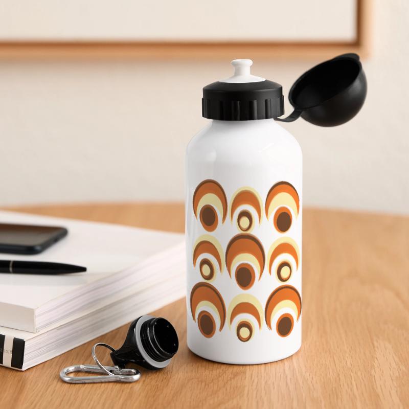 60s 70s Retro Pattern Circle Style Pattern Panoramic Thermal Bottle with Lid 500 ml