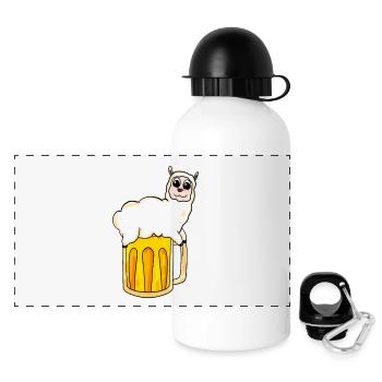 Alpaga et bière - Gourde panoramique avec couvercle 500 ml - blanc - Devant