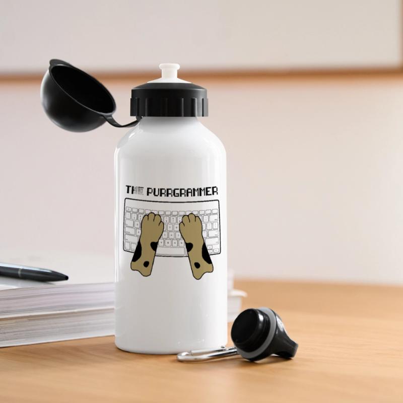 Siam Katze Kätzchen Programmierer Nerd Geschenk Panorama Trinkflasche mit Deckel 500 ml