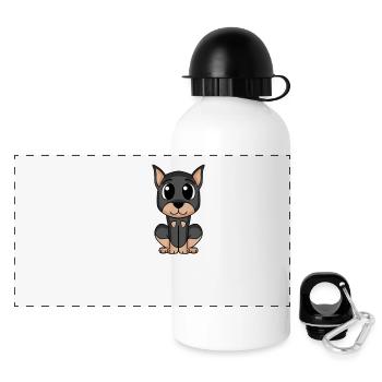 Doberman Pinscher - Ich mag keine Menschen - Panorama Trinkflasche mit Deckel 500 ml - Weiß - Vorne