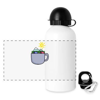Kaffee Berg Berge Wandern - Panorama Trinkflasche mit Deckel 500 ml - Weiß - Vorne