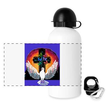 Ténèbres Colombe de la Paix Jésus Croix Rédemption Mort - Gourde panoramique avec couvercle 500 ml - blanc - Devant