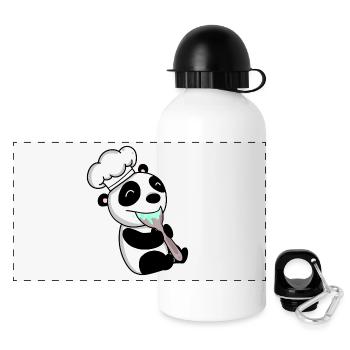 Kochender Baby Panda - Panorama Trinkflasche mit Deckel 500 ml - Weiß - Vorne