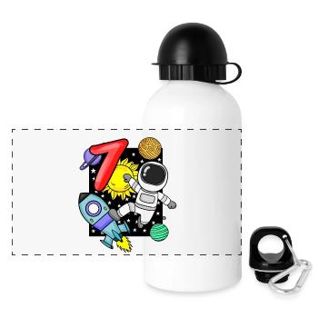 7th birthday astronaut 7 years boy gift - Panoramic Thermal Bottle with Lid 500 ml - white - Front
