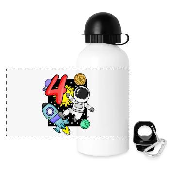 4th birthday astronaut 4 years boys gift - Panoramic Thermal Bottle with Lid 500 ml - white - Front