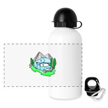 Wohnmobil Blau - Panorama Trinkflasche mit Deckel 500 ml - Weiß - Vorne