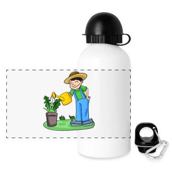 Jardin motif jardin cadeau jardinier - Gourde panoramique avec couvercle 500 ml - blanc - Devant