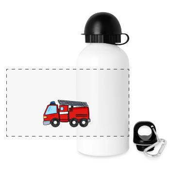 5. Anniversaire d’enfant - 5 ans - pompiers - Gourde panoramique avec couvercle 500 ml - blanc - Devant