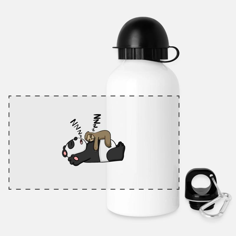 Lustiger Faultier Panda Spruch lustig Geschenk - Panorama Trinkflasche mit Deckel 500 ml - Weiß