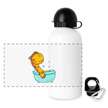 Baby Shower Giraffe Badewanne - Panorama Trinkflasche mit Deckel 500 ml - Weiß - Vorne