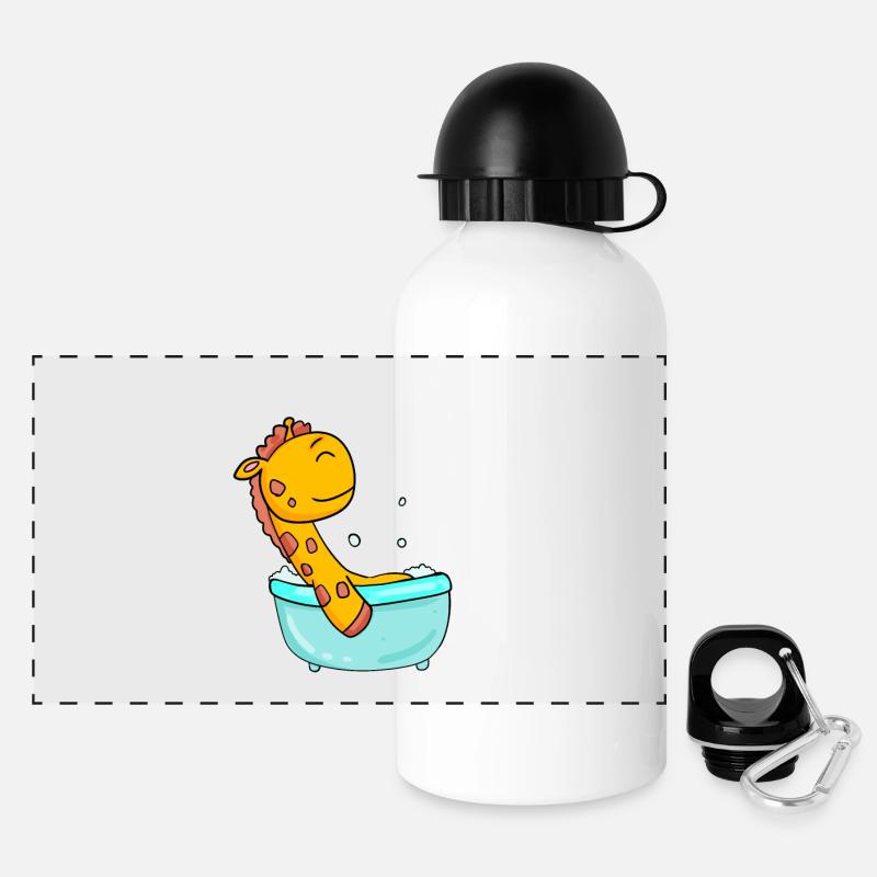 Baby Shower Giraffe Badewanne - Panorama Trinkflasche mit Deckel 500 ml - Weiß