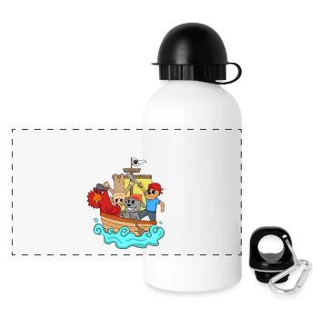 4. Geburtstag Geburtstagskind Piratenschiff - Panorama Trinkflasche mit Deckel 500 ml - Weiß - Vorne