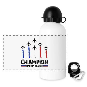 Champion Made In France, Pilotes Français - Gourde panoramique avec couvercle 500 ml - blanc - Devant