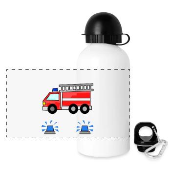 4. Geburtstag Junge Feuerwehr Feuerwehrauto - Panorama Trinkflasche mit Deckel 500 ml - Weiß - Vorne