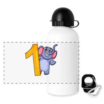 1er anniversaire - 1 an - Motif éléphant - Gourde panoramique avec couvercle 500 ml - blanc - Devant