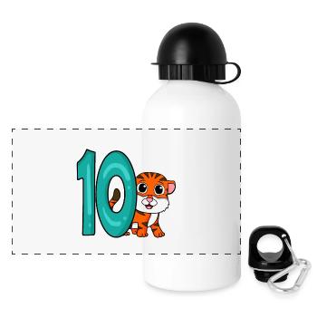 10 Jahre alt - 10. Geburtstag - Kindergeburtstag - Panorama Trinkflasche mit Deckel 500 ml - Weiß - Vorne