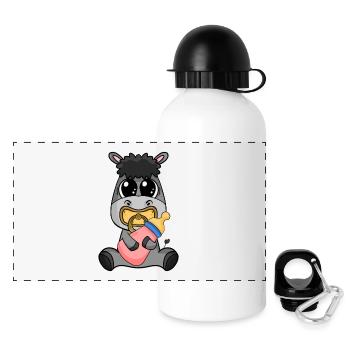Bébé âne - Gourde panoramique avec couvercle 500 ml - blanc - Devant