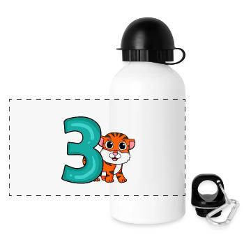 3 years old - 3rd birthday - children's birthday - Panoramic Thermal Bottle with Lid 500 ml - white - Front