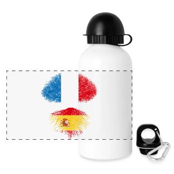 Arbre France Espagne Racines espagnoles drapeaux - Gourde panoramique avec couvercle 500 ml - blanc - Devant