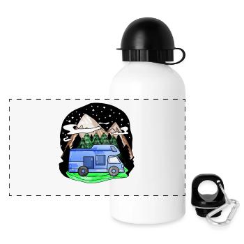 Camping-car Mountain Mountains Camping Camper - Gourde panoramique avec couvercle 500 ml - blanc - Devant