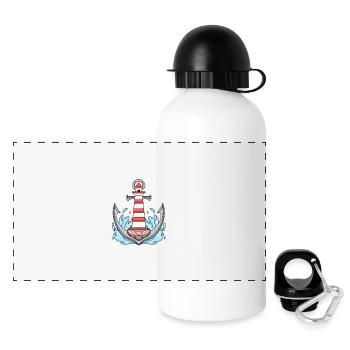 Poel Ostsee Urlaub Anker - Panorama Trinkflasche mit Deckel 500 ml - Weiß - Vorne