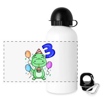3 ans - Dinosaures - Cadeau de 3ème anniversaire - Gourde panoramique avec couvercle 500 ml - blanc - Devant