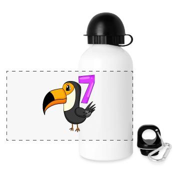 7 years old - 7th birthday - toucan bird motif - Panoramic Thermal Bottle with Lid 500 ml - white - Front