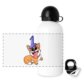 1 an - 1 anniversaire - Welsh Corgi Pembroke - Gourde panoramique avec couvercle 500 ml - blanc - Devant