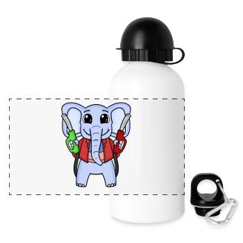 Tankwart Elefant Tankstelle - Panorama Trinkflasche mit Deckel 500 ml - Weiß - Vorne