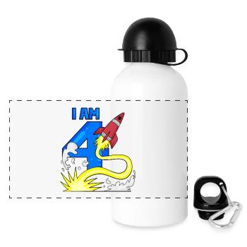 4 birthday boy - 4 years old - I am 4 - Panoramic Thermal Bottle with Lid 500 ml - white - Front