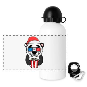 Noël Panda Bear Popcorn Cinéma - Gourde panoramique avec couvercle 500 ml - blanc - Devant