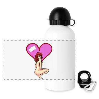 Sex Liebe Domina Stripperin Erotik nackte Frau - Panorama Trinkflasche mit Deckel 500 ml - Weiß - Vorne