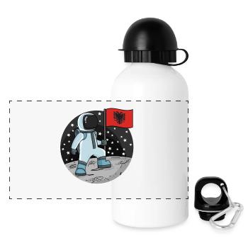 Astronaute avec drapeau Albanie - Gourde panoramique avec couvercle 500 ml - blanc - Devant