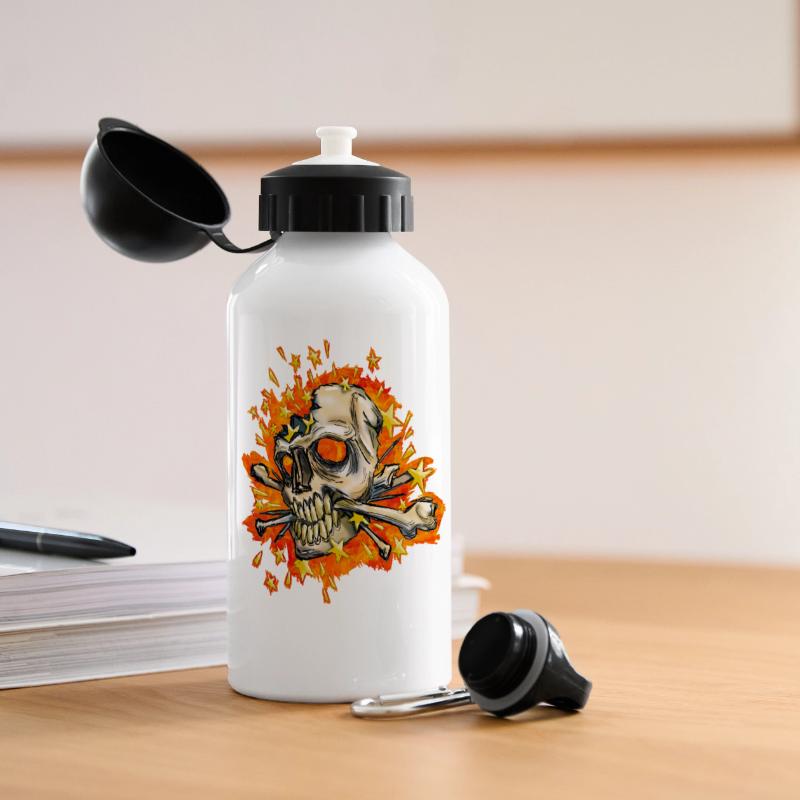 exploding skull Panorama Trinkflasche mit Deckel 500 ml