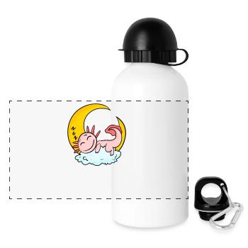 Offizielles Schlafshirt Axolotl - Panorama Trinkflasche mit Deckel 500 ml - Weiß - Vorne