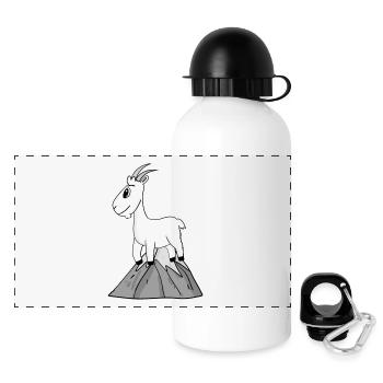 Bock auf Berge - Ziege Ziegenbock - Panorama Trinkflasche mit Deckel 500 ml - Weiß - Vorne