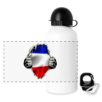 Blue White Red Flag Flag - Panoramic Thermal Bottle with Lid 500 ml - white - Front