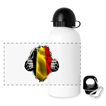 Belgique Drapeau belge sous chemise - Gourde panoramique avec couvercle 500 ml - blanc - Devant