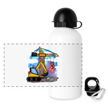 Grue excavatrice 4ème anniversaire - chemise garçon de 4 ans - Gourde panoramique avec couvercle 500 ml - blanc - Devant