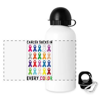 Le cancer de Krebs aspire toutes les couleurs - Gourde panoramique avec couvercle 500 ml - blanc - Devant