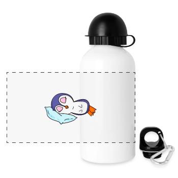 Pinguin schlafen Spruch lustig Faul - Panorama Trinkflasche mit Deckel 500 ml - Weiß - Vorne