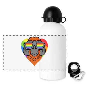 LGBT Animal Orangutan Rainbow - Panoramic Thermal Bottle with Lid 500 ml - white - Front