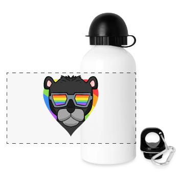 LGBT Animal Black Panther Rainbow - Panoramic Thermal Bottle with Lid 500 ml - white - Front
