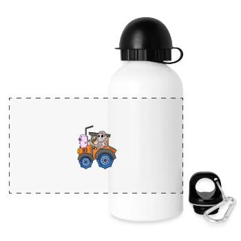 Zur Schule Gezwungen Traktor fahren - Panorama Trinkflasche mit Deckel 500 ml - Weiß - Vorne