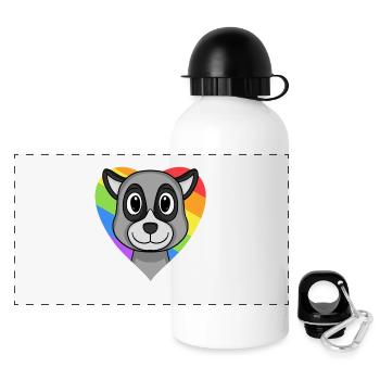 LGBT Animal Lemur Rainbow Heart - Gourde panoramique avec couvercle 500 ml - blanc - Devant