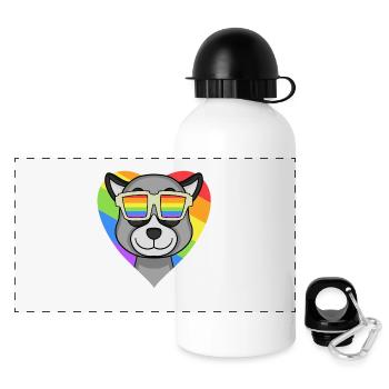 LGBT Animal Lemur Rainbow Heart - Gourde panoramique avec couvercle 500 ml - blanc - Devant