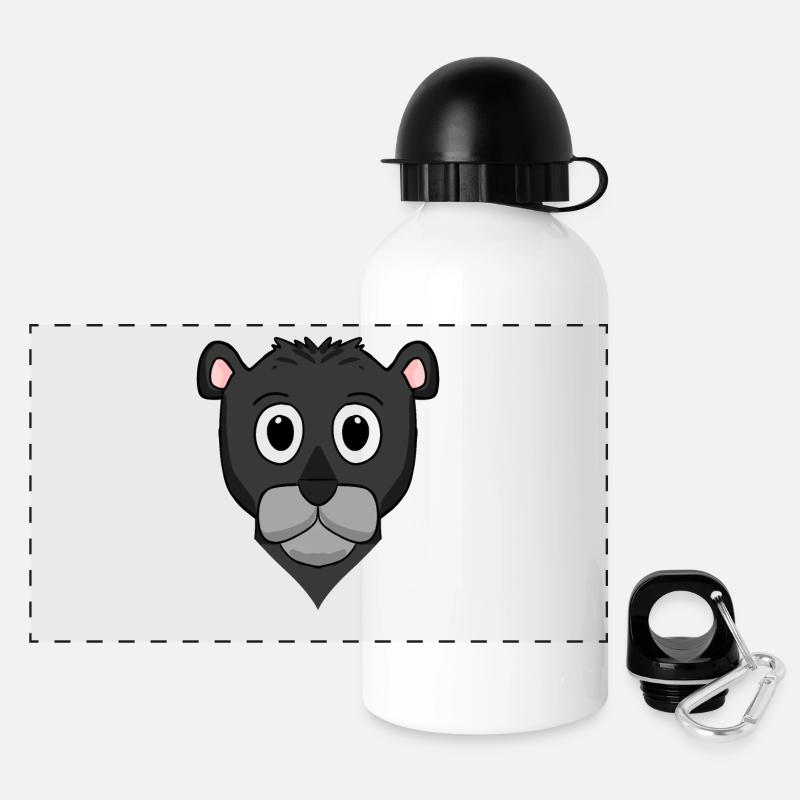 Schwarzer Panther - Panorama Trinkflasche mit Deckel 500 ml - Weiß